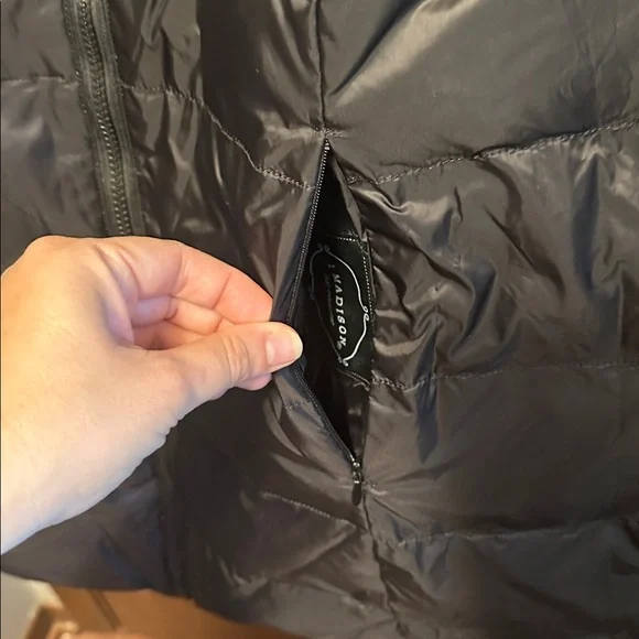 Women's 1 Madison Faux Fur Cheetah Print Reversible Quilted Down Coat Size M - Picture 5 of 10